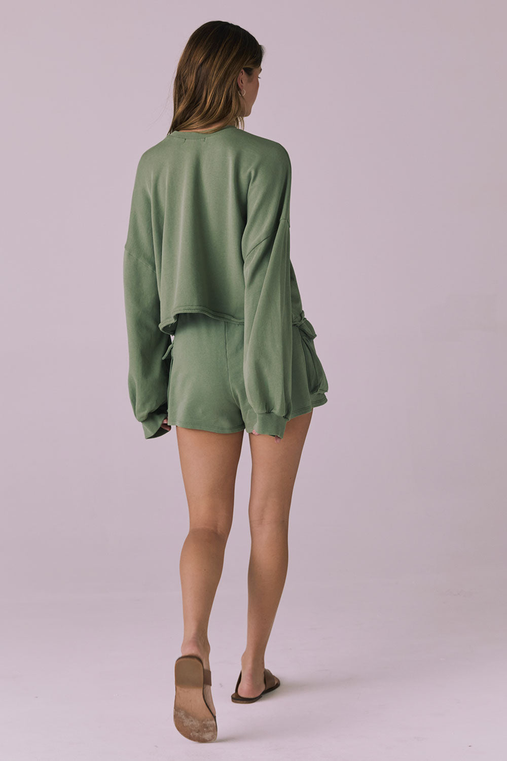 Eliza Meadow Green Crop Pullover Womens chaserbrand