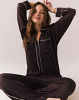 Eurielle Espresso and Starry White Button Down Womens chaserbrand