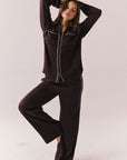 Eurielle Espresso and Starry White Button Down Womens chaserbrand