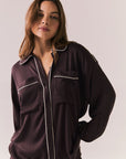 Eurielle Espresso and Starry White Button Down Womens chaserbrand