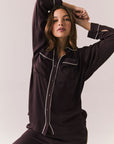 Eurielle Espresso and Starry White Button Down Womens chaserbrand