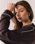 Eurielle Espresso and Starry White Button Down Womens chaserbrand