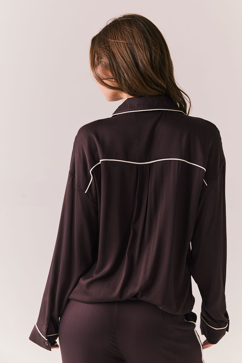 Eurielle Espresso and Starry White Button Down Womens chaserbrand