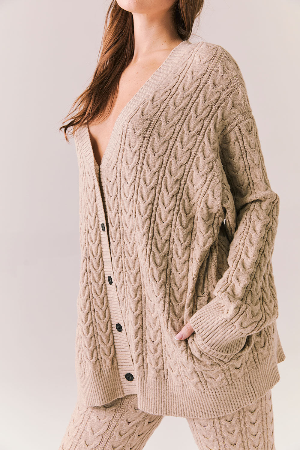 Pierre Heather Oatmeal Cardigan Womens chaserbrand