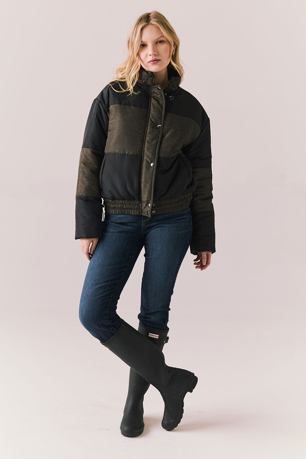 Whistlerrr Leopard and True Black Puffer Jacket Womens chaserbrand