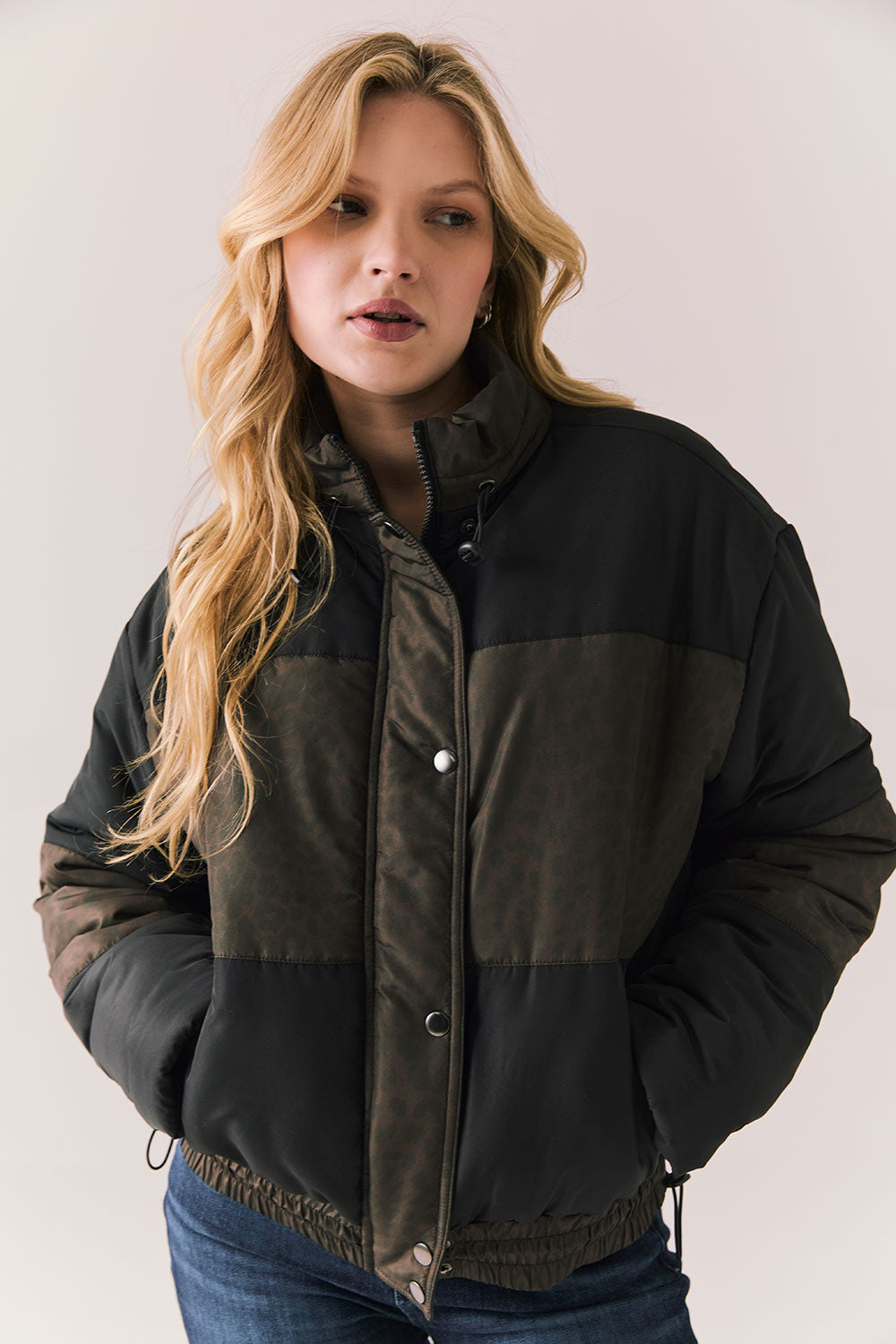 Whistlerrr Leopard and True Black Puffer Jacket Womens chaserbrand
