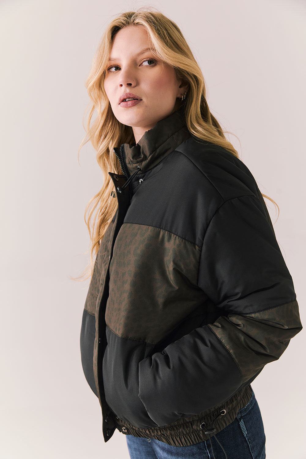 Whistlerrr Leopard and True Black Puffer Jacket Womens chaserbrand