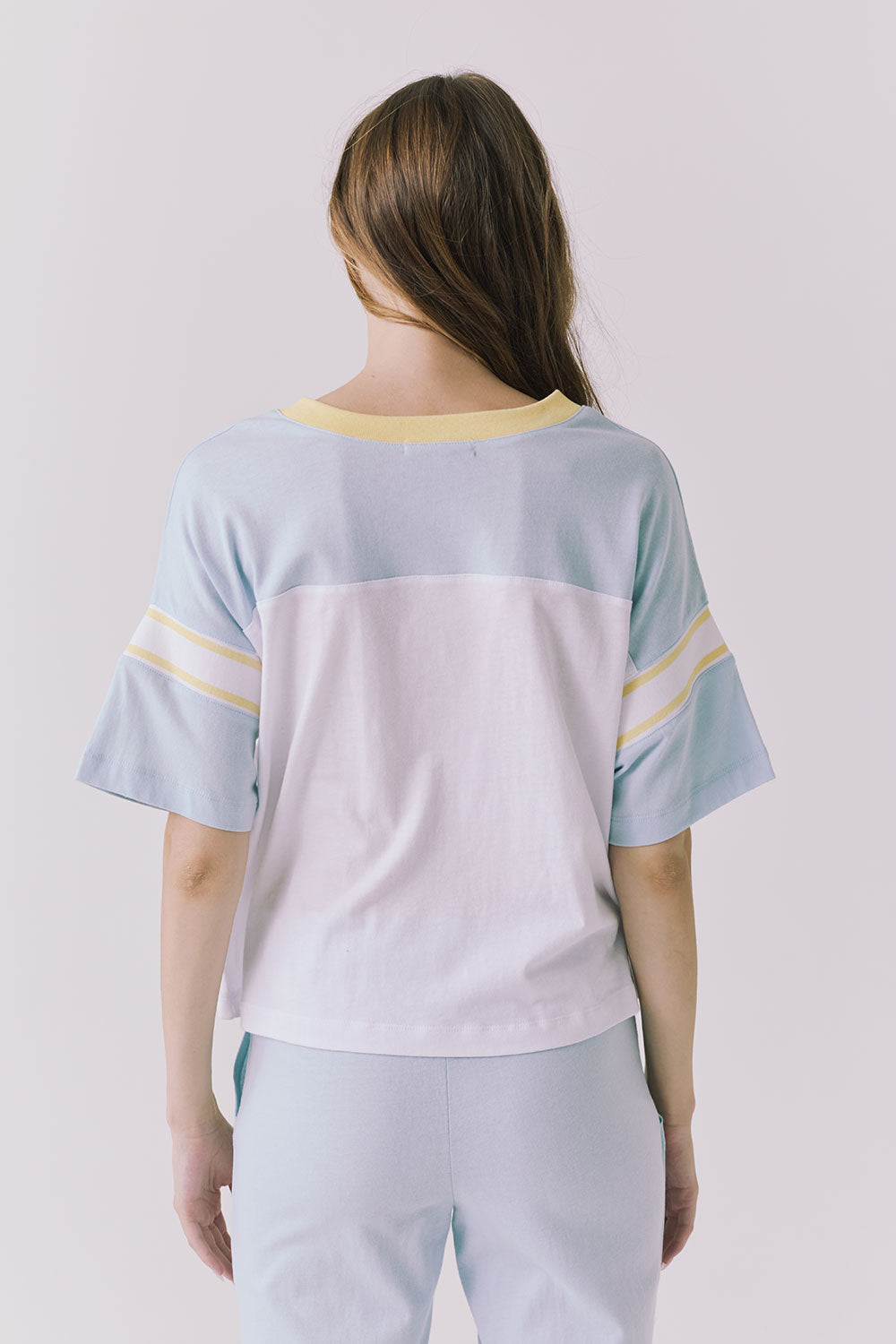 Chaser Palmer Tee in White with Mineral Butter trim featuring a clean back body and relaxed short sleeves