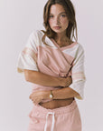 Chaser Palmer Tee in Starry White and Delicate Honey shown front view with soft colorblock detail and relaxed short sleeve silhouette