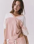 Chaser Palmer Tee in Starry White and Delicate Honey shown angled front view with subtle volume through the sleeve and laid back silhouette