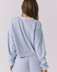 Chaser Campbell Bluebird Pullover back view showing clean lines, smooth fabric finish, and relaxed everyday shape