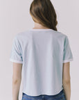 Chaser Jamesonn Tee in White and Mineral Butter shown back view with straight hem and easy everyday silhouette