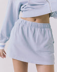 Chaser Soleil Blue Bird Mini Skort in Blue Bird with elastic waistband and soft structured silhouette