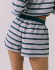 Back view of the Chaser Resort Stripe Shorts in Heather Grey featuring a clean striped back and comfortable silhouette
