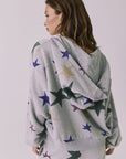 Back view of the Chaser You’re A Star Zip Up Hoodie in Heather Grey showcasing the allover star print and relaxed silhouette