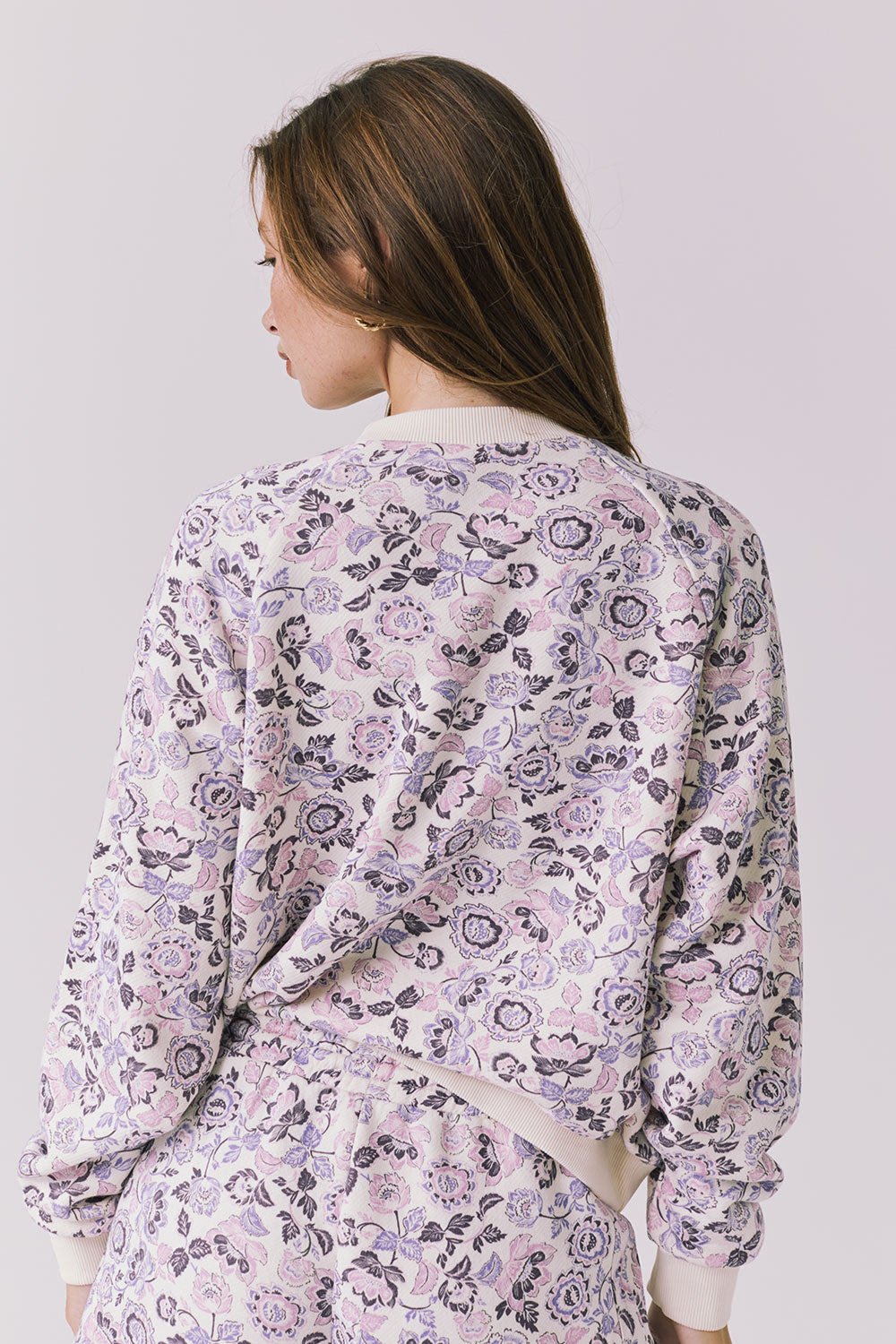 Chaser Vintage Paisley Long Sleeve in Starry White back view showing allover paisley print
