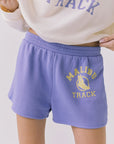 Chaser Malibu Track Shorts in Soft Blue with elastic waistband and vintage Malibu Track graphic