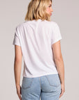 Back view of a woman wearing the Chaser  Catch Of The Day Tee on a neutral background