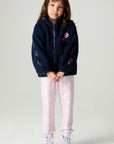 A full body front view of a girl wearing the Chaser Power Love Girls Jacket on a neutral background