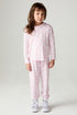 Full body front view of a girl wearing the Chaser Stars Allover Girls Jogger set on a neutral background with arms lowered