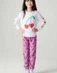 A full body front view of a girl wearing the Chaser Sweethearts Girls Tee on a neutral background