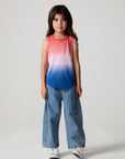  A full body front view of a girl wearing the Chaser Fruit Popsicle Tank on a neutral background