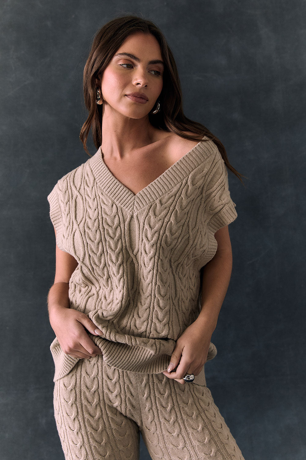 Gaya Heather Oatmeal Sweater Vest Womens chaserbrand