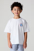 Front view of a boy wearing the Chaser  The Rolling Stones Stars Tee on a neutral background

