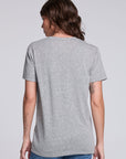 Back view of Chaser USA Flag Oversized Tee in Streaky Grey with relaxed oversized silhouette