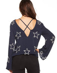 BEADED STARS BELL SLEEVE TOP WOMENS chaserbrand