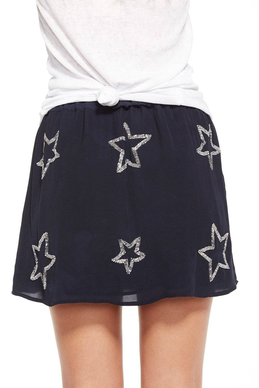 BEADED STARS HI-LO MINI SKIRT WOMENS chaserbrand