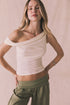 Chaser Roxanne Starry White Tank shown in a mid body front pose highlighting the soft draped neckline