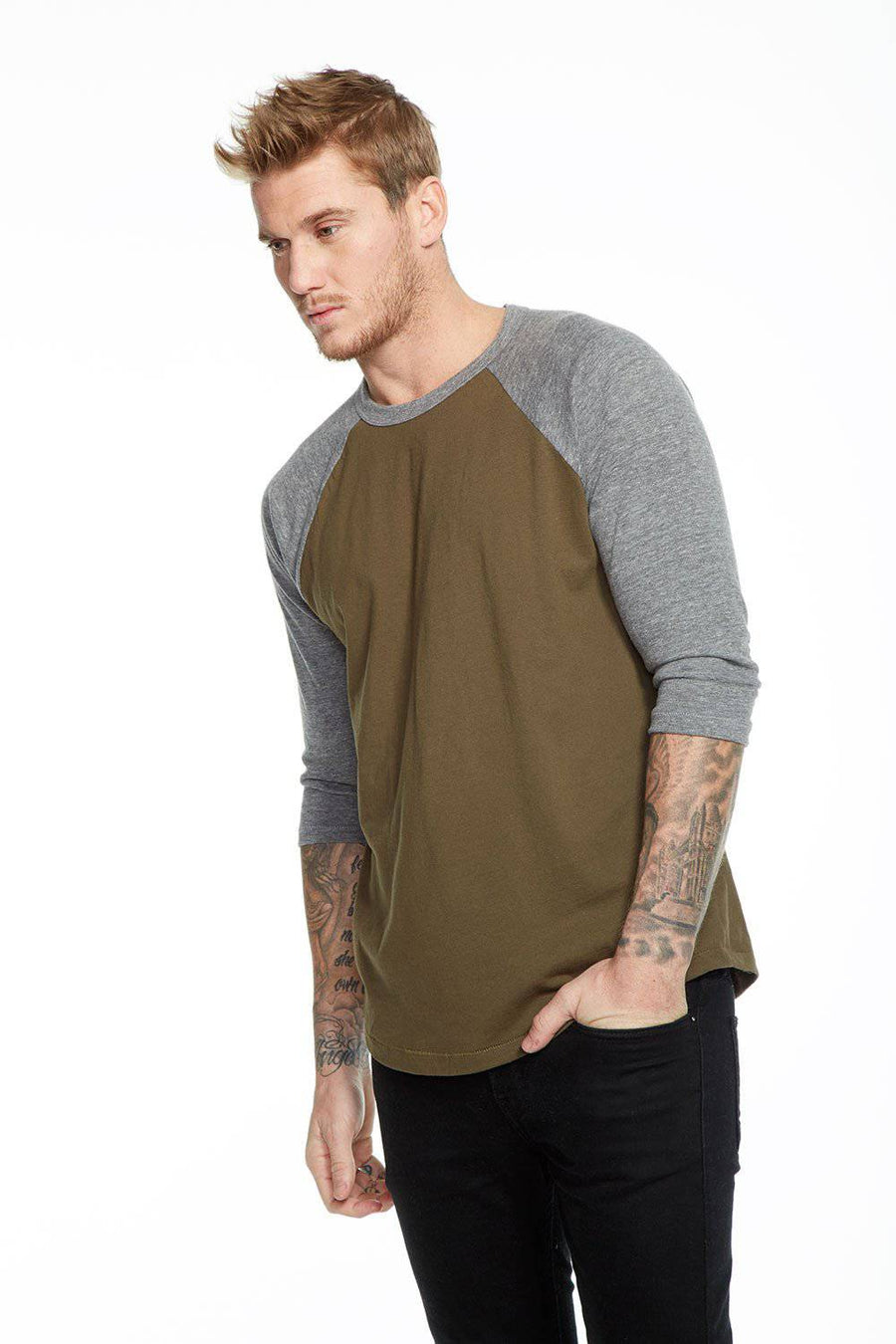 MENS BLOCKED 3/4 RAGLAN TEE MENS chaserbrand