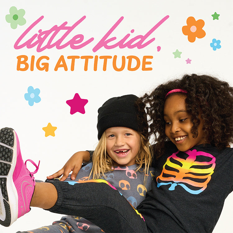 For bedtime, playtime, partytime and beyond! Fearless outfits that are just cool enough for school. Graphic tees tell the world they’re the bold type.