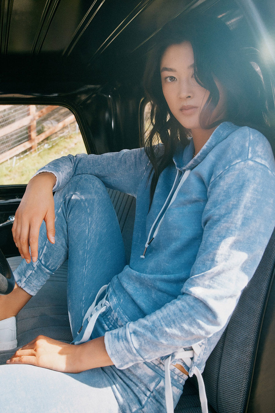 Long Sleeve Hoodie With Lace Up Sides WOMENS chaserbrand