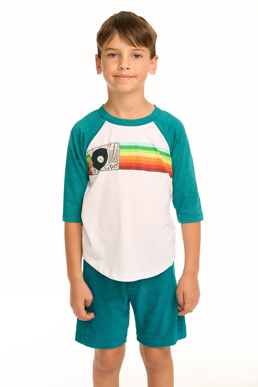 Turntable Rainbow Recycled Vintage Jersey Baseball Tee BOYS chaserbrand