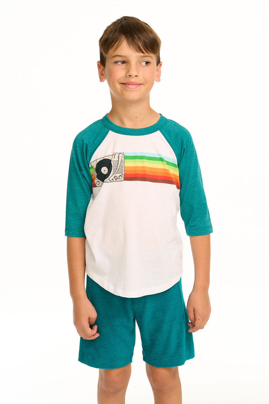 Turntable Rainbow Recycled Vintage Jersey Baseball Tee BOYS chaserbrand