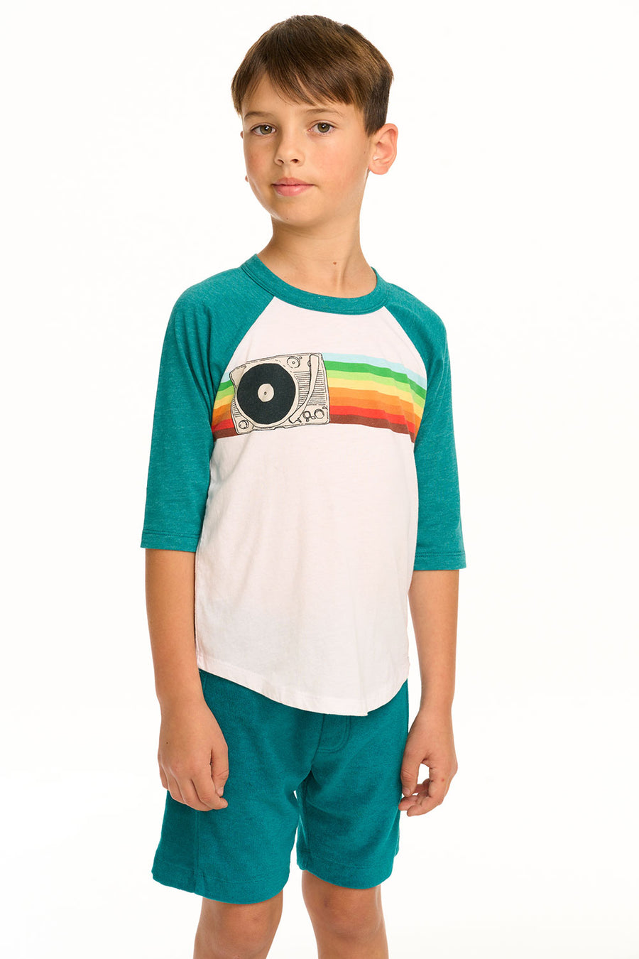 Turntable Rainbow Recycled Vintage Jersey Baseball Tee BOYS chaserbrand