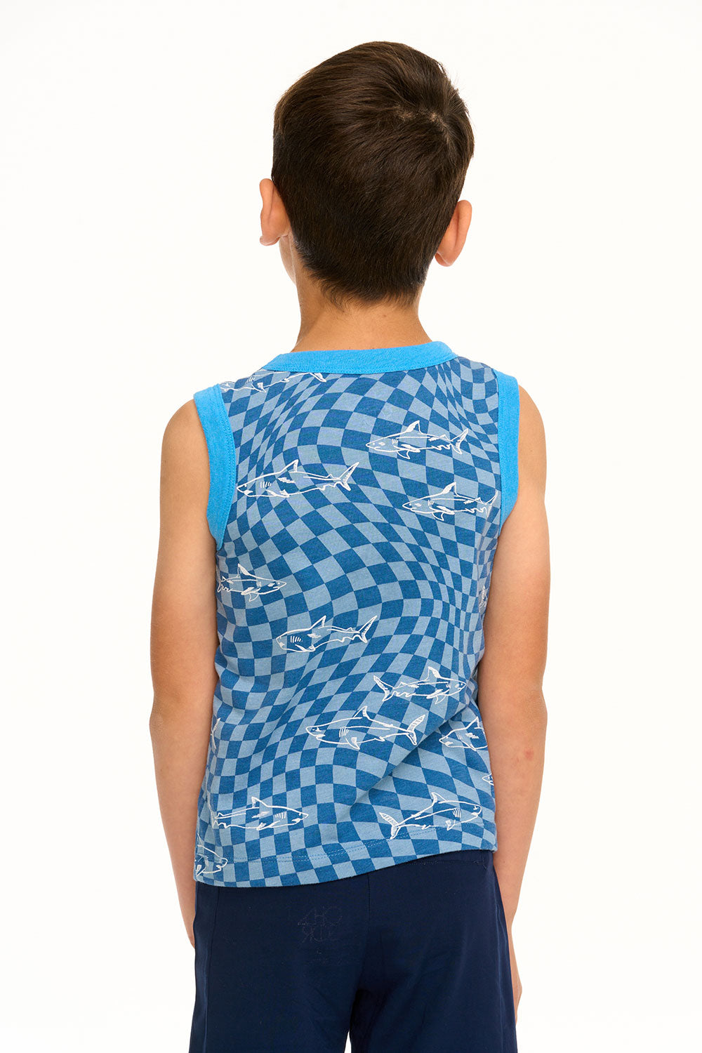 Boy&#39;s Checkered Shark Recycled Vintage Jersey Tank BOYS chaserbrand
