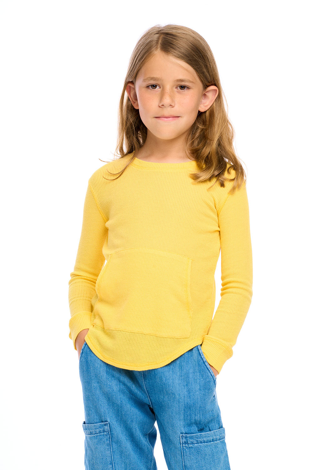 Thermal Long Sleeve Crew Neck Shirttail Tee With Kanga Pocket Boys chaserbrand