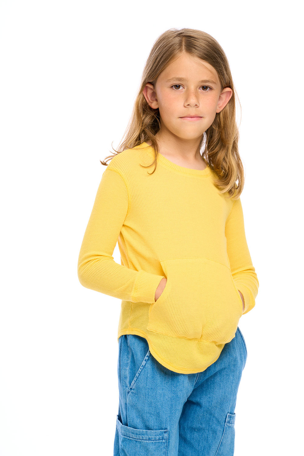 Thermal Long Sleeve Crew Neck Shirttail Tee With Kanga Pocket Boys chaserbrand