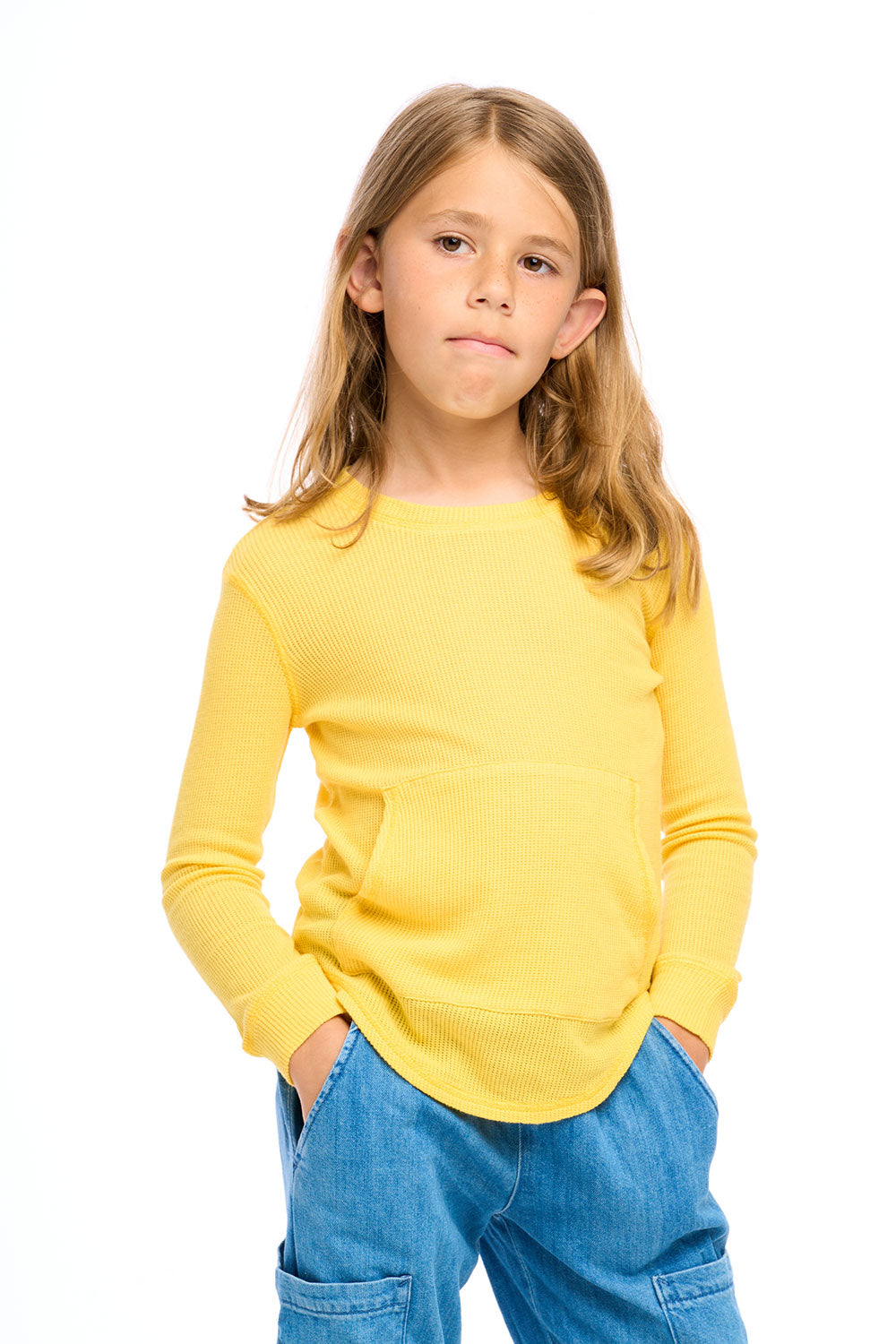 Thermal Long Sleeve Crew Neck Shirttail Tee With Kanga Pocket Boys chaserbrand