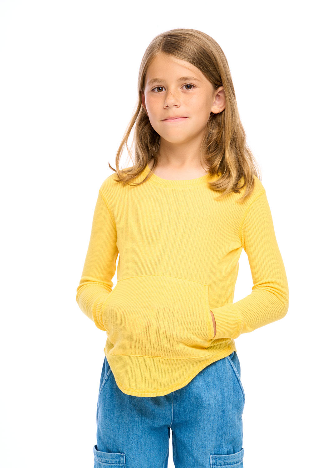 Thermal Long Sleeve Crew Neck Shirttail Tee With Kanga Pocket Boys chaserbrand