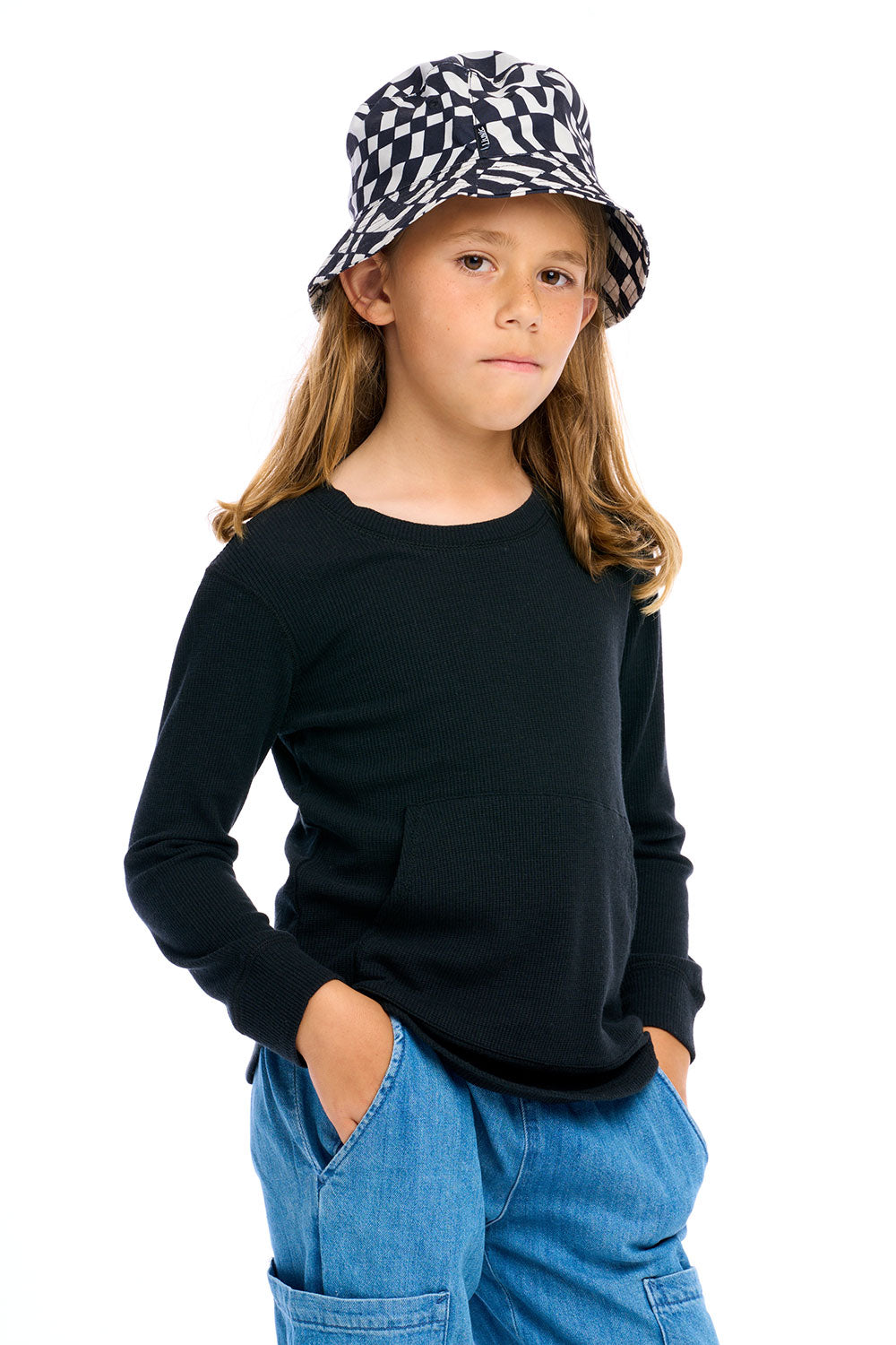 Thermal Long Sleeve Crew Neck Shirttail Tee With Kanga Pocket Boys chaserbrand