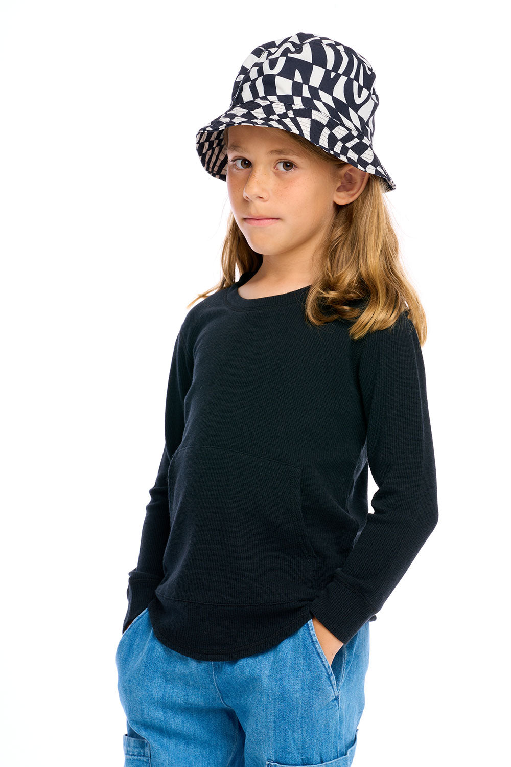 Thermal Long Sleeve Crew Neck Shirttail Tee With Kanga Pocket Boys chaserbrand