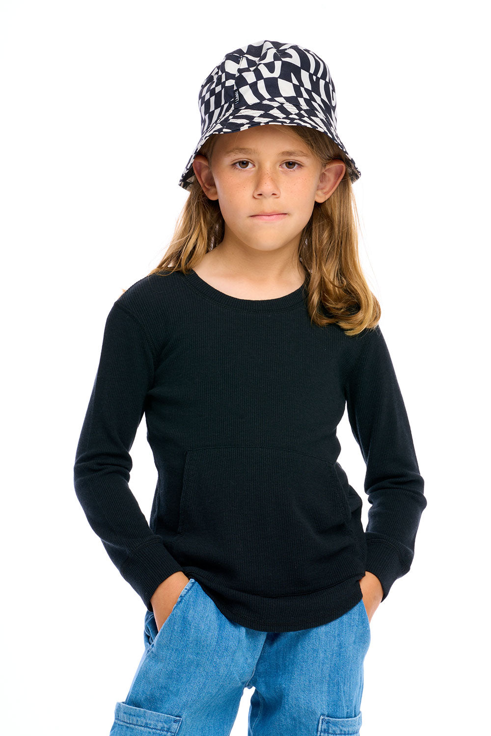 Thermal Long Sleeve Crew Neck Shirttail Tee With Kanga Pocket Boys chaserbrand