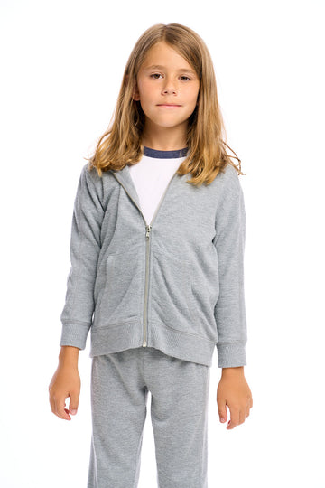 Recycled Bliss Knit Long Sleeve Paneled Zip Up Hoodie Boys chaserbrand