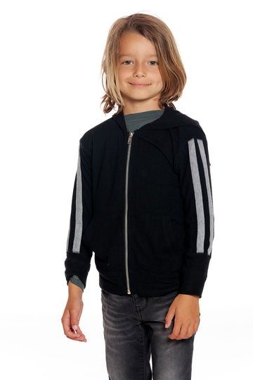 rPET Bliss Knit Blocked Extended Cuff Long Sleeve Zip Up Hoodie BOYS - chaserbrand