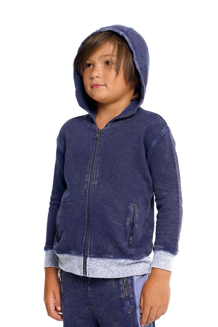Boys Linen French Terry Zip Up Hoodie With Zippers BOYS chaserbrand