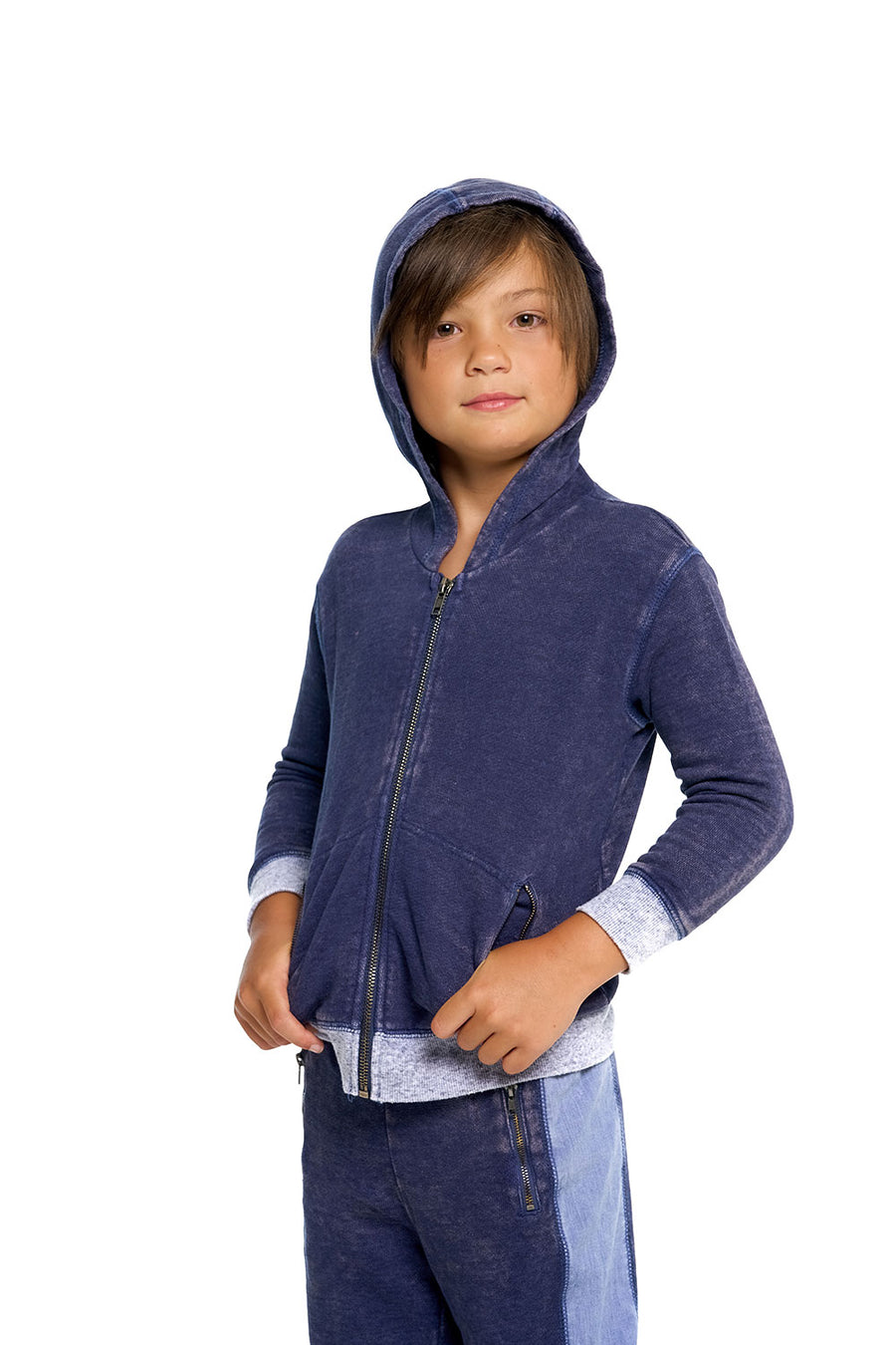 Boys Linen French Terry Zip Up Hoodie With Zippers BOYS chaserbrand